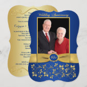 GEDRUKTE RIBBON Fancy vorm 65e Jubileum Uitnodigen Kaart (Voorkant / Achterkant)