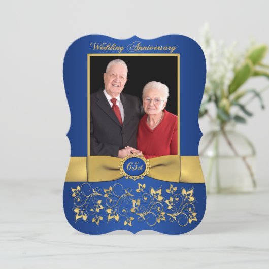 GEDRUKTE RIBBON Fancy vorm 65e Jubileum Uitnodigen Kaart (Staand voorkant)