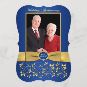 GEDRUKTE RIBBON Fancy vorm 65e Jubileum Uitnodigen Kaart