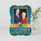 GEDRUKTE RIBBON Fancy vorm 65e Jubileum Uitnodigen Kaart (Staand voorkant)