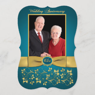 GEDRUKTE RIBBON Fancy vorm 65e Jubileum Uitnodigen Kaart