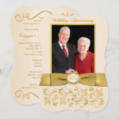 GEDRUKTE RIBBON Fancy vorm 65e Jubileum Uitnodigen Kaart (Voorkant / Achterkant)