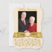 GEDRUKTE RIBBON Fancy vorm 65e Jubileum Uitnodigen Kaart (Voorkant)