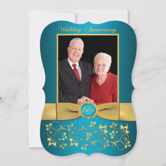 GEDRUKTE RIBBON Fancy vorm 67e Jubileum Uitnodigen Kaart (Voorkant)