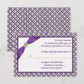 GEDRUKTE RIBBON Paars, groene, witte reactiekaart RSVP Kaartje (Voorkant / Achterkant)