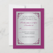 GEDRUKTE RIBBON Paars, Silver Floral Reply Kaart (Achterkant)