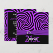 GEDRUKTE RIBBON Paars, zwarte Zwemelen 21e verjaar Kaart (Voorkant / Achterkant)