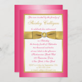 GEDRUKTE RIBBON Pink, Gold, White Retirement Kaart (Voorkant / Achterkant)