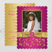 GEDRUKTE RIBBON Scallop Edged Heilige Communfoto Kaart (Voorkant / Achterkant)