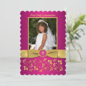GEDRUKTE RIBBON Scallop Edged Heilige Communfoto Kaart (Staand voorkant)