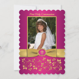 GEDRUKTE RIBBON Scallop Edged Heilige Communfoto Kaart