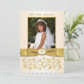 GEDRUKTE RIBBON Scallop Edged Heilige Communfoto Kaart (Staand voorkant)