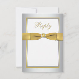 GEDRUKTE RIBBON Silver, Gold, White Reply Kaart