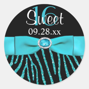 GEDRUKTE RIBBON Zebra Sweet 16 Favor Sticker