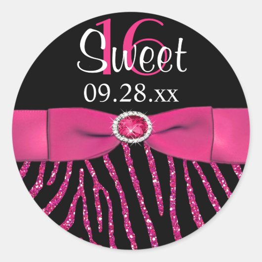 GEDRUKTE RIBBON Zebra Sweet 16 Sticker (Voorkant)