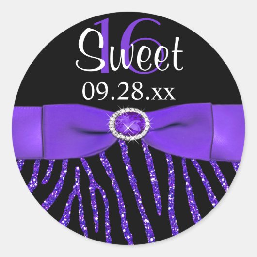 GEDRUKTE RIBBON Zebra Sweet 16 Sticker (Voorkant)