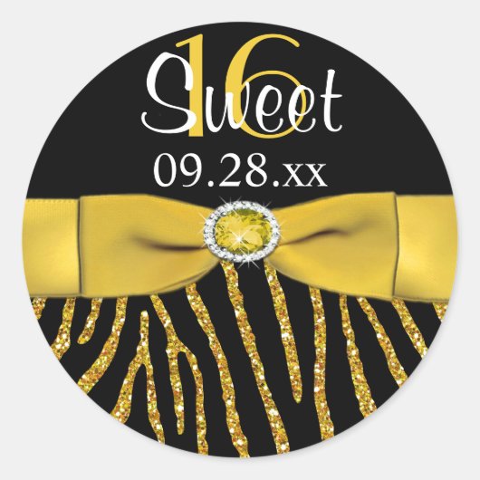 GEDRUKTE RIBBON Zebra Sweet 16 Sticker (Voorkant)