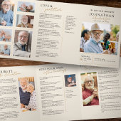 Gedrukte rouwfoto-collage-herdenking drieluik programma
