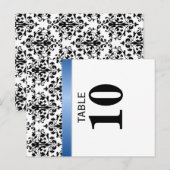 Gedrukte Royal Blue Ribbon Damask Tafelnummer Kaar (Voorkant / Achterkant)