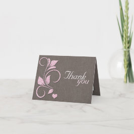 Gedrukte Roze Glitter Boeren Bedankkaartjes Bedankkaart