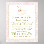 Gedrukte Roze Zwanen Bruids Shower Spel Poster (Voorkant)