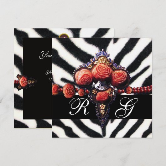 GEDRUKTE ROZEN, ZWARTE ZEBRA KAART (Voorkant / Achterkant)