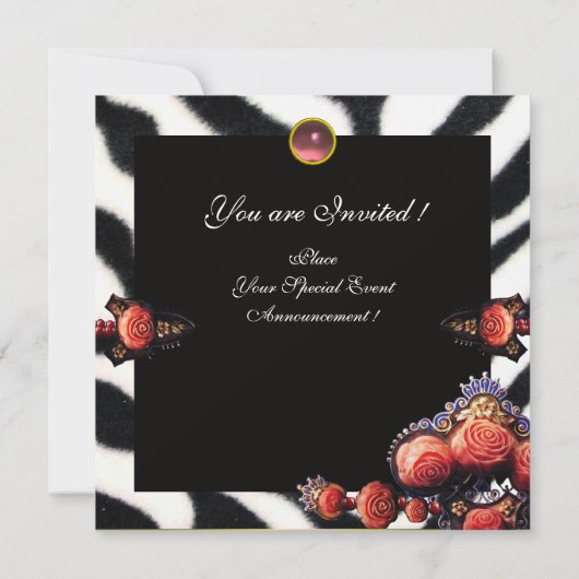 GEDRUKTE ROZEN, ZWARTE ZEBRA KAART (Achterkant)