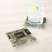 gedrukte schakeling - geek elektronische PCB's Glazen Onderzetter (Schuin)