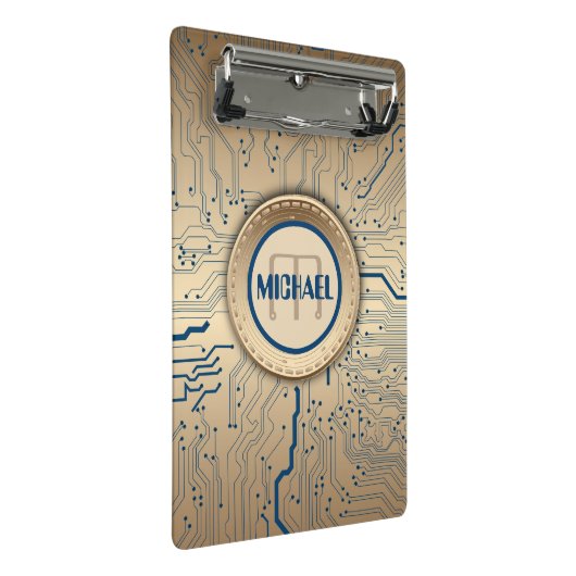 Gedrukte schakelkaart Elektronica koperen monogram Mini Klembord (Schuin)