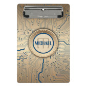 Gedrukte schakelkaart Elektronica koperen monogram Mini Klembord (Voorkant)