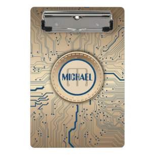Gedrukte schakelkaart Elektronica koperen monogram Mini Klembord
