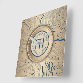 Gedrukte schakelkaart Elektronica koperen monogram Vierkante Klok (Hoek)