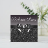 Gedrukte Sequins, Bow & Diamond Birthday Party Kaart (Staand voorkant)