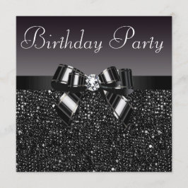 Gedrukte Sequins, Bow & Diamond Birthday Party Kaart