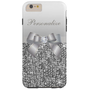 Gedrukte Silver Sequins, Bow & Diamond Afbeelding Tough iPhone 6 Plus Hoesje