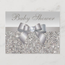 Gedrukte Silver Sequins, Bow & Diamond Baby shower