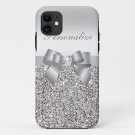 Gedrukte Silver Sequins, Bow & Diamond iPhone 11 Hoesje