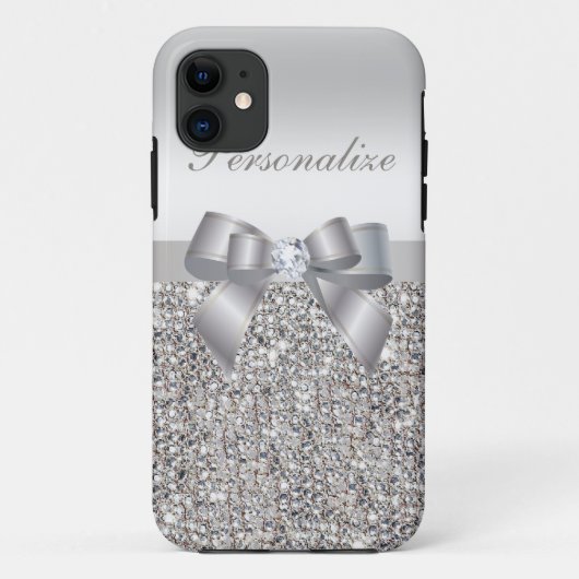 Gedrukte Silver Sequins, Bow & Diamond Case-Mate iPhone Case (Achterkant)