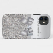 Gedrukte Silver Sequins, Bow & Diamond Case-Mate iPhone Case (Achterkant (horizontaal))