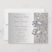 Gedrukte Silver Sequins, Bow & Diamond Verloving Kaart (Achterkant)