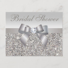 Gedrukte Silver Sequins Bow & Diamond Vrijgezellen Kaart