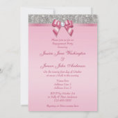 Gedrukte Silver Sequins roze Bow Engagement Party Kaart (Achterkant)