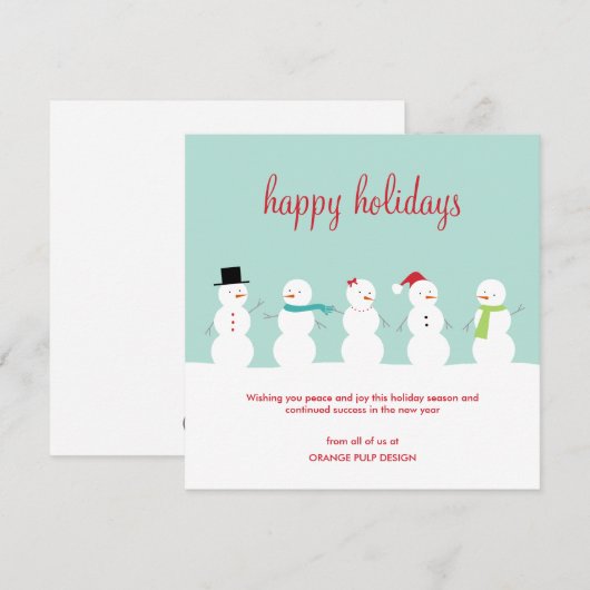 Gedrukte Snowmen Business Holiday-kaarten Feestdagenkaart (Voorkant / Achterkant)