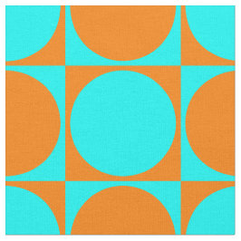 Gedrukte Stof, Blue&Oranje Squares&Circles Stof