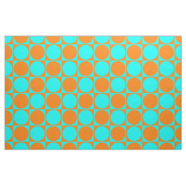 Gedrukte Stof, Blue&Oranje Squares&Circles Stof