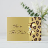 Gedrukte strik, diamant & luipaardprint save-the-d save the date (Staand voorkant)