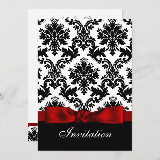 Gedrukte uitnodiging voor bruiloft met roodbruin (Voorkant / Achterkant)