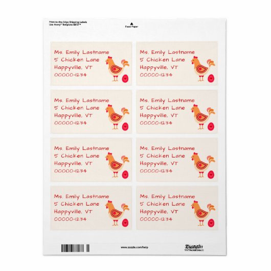Gedrukte verzendlabels voor kippen en eieren etiket (Full Sheet)