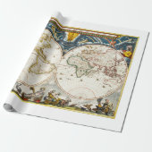 Gedrukte Vintagekaart Cadeaupapier (Uitgerold)
