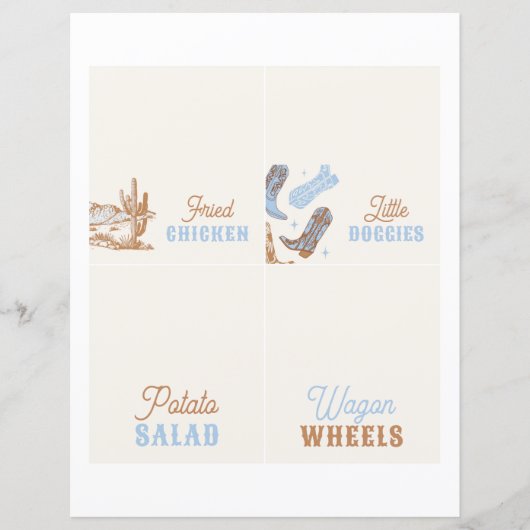 Gedrukte Westerne voedsel tent Kaarten (Voorkant)